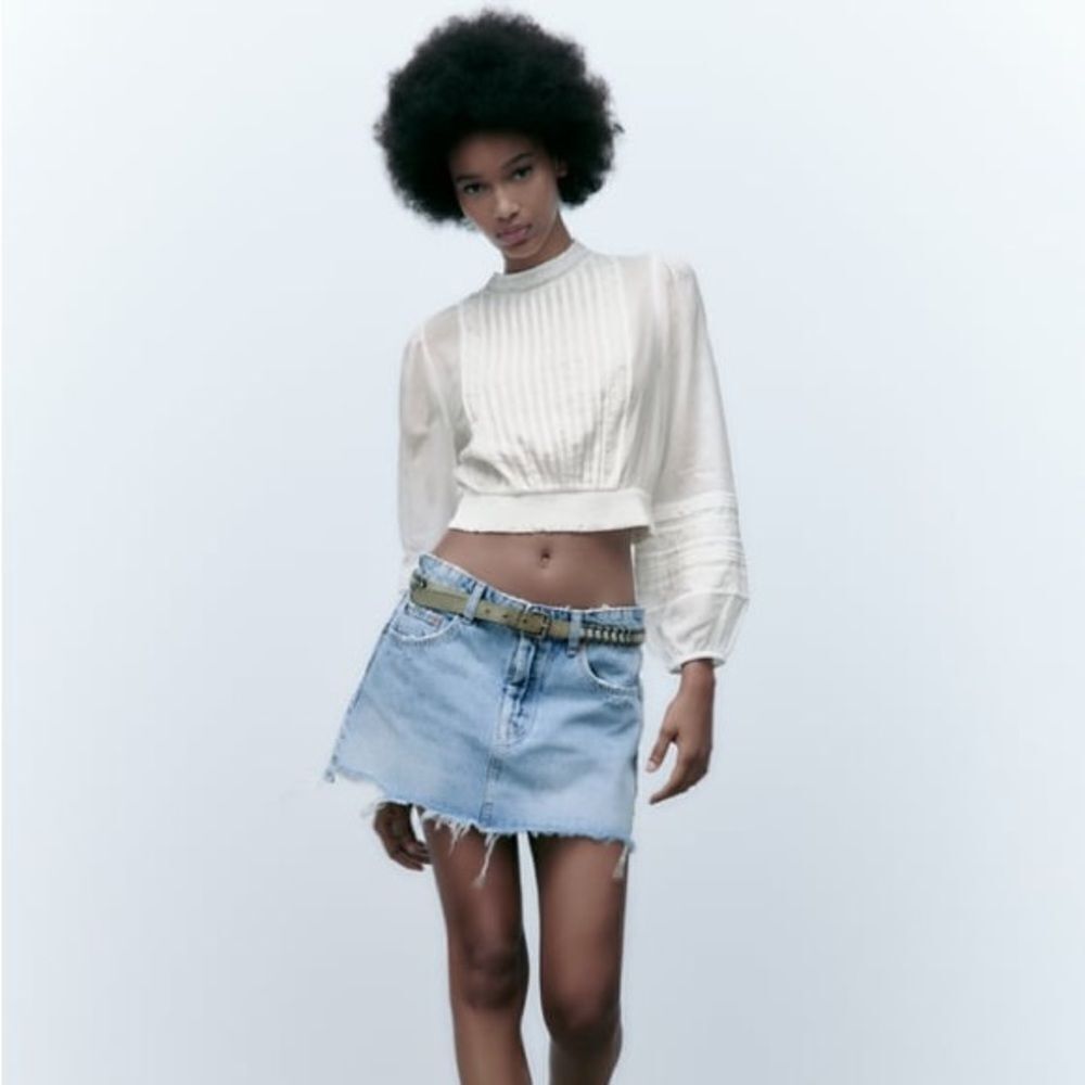 Zara cotton viscose blend long sleeve top